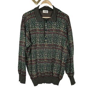 Vintage Missoni Sport Sweater Men's Size 52 Collar Colorful Abstract Print Knit